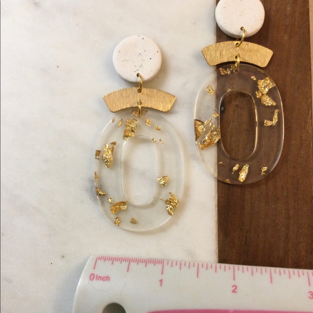 Polymer clay and brass earrings - Picture 4 of 5